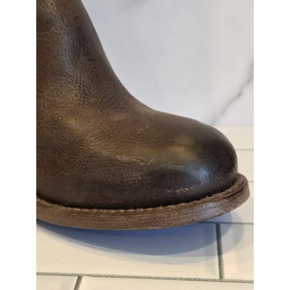 Freebird BARKER Mid-calf Brown Leather Boots, Buckle Details Side Zip, Boho | 9 - Picture 10 of 16